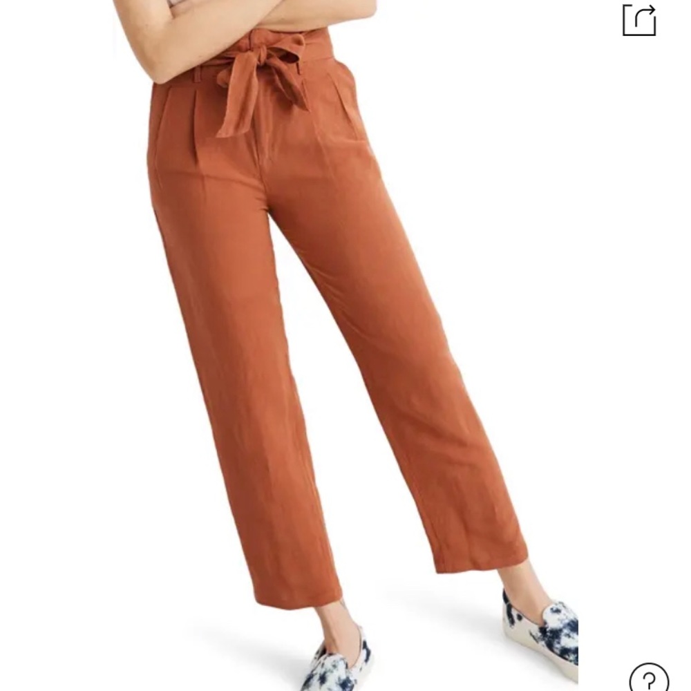 madewell linen blend paper bag waist cropped pants 6